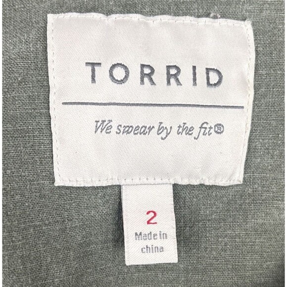 Torrid Army Green Linen Blend Shirt Jacket With Belt Plus Size 2 | 18/20 | 2X - Picture 4 of 8
